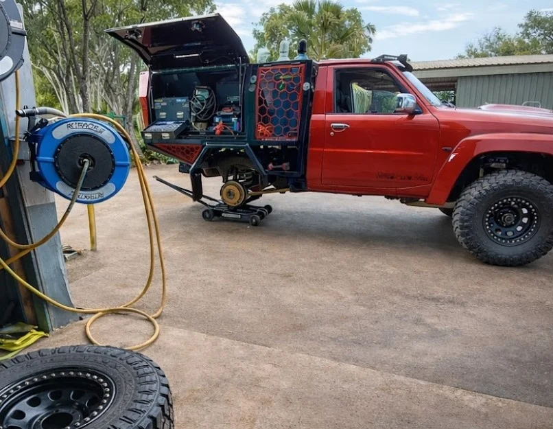 Patrol ute wheel change