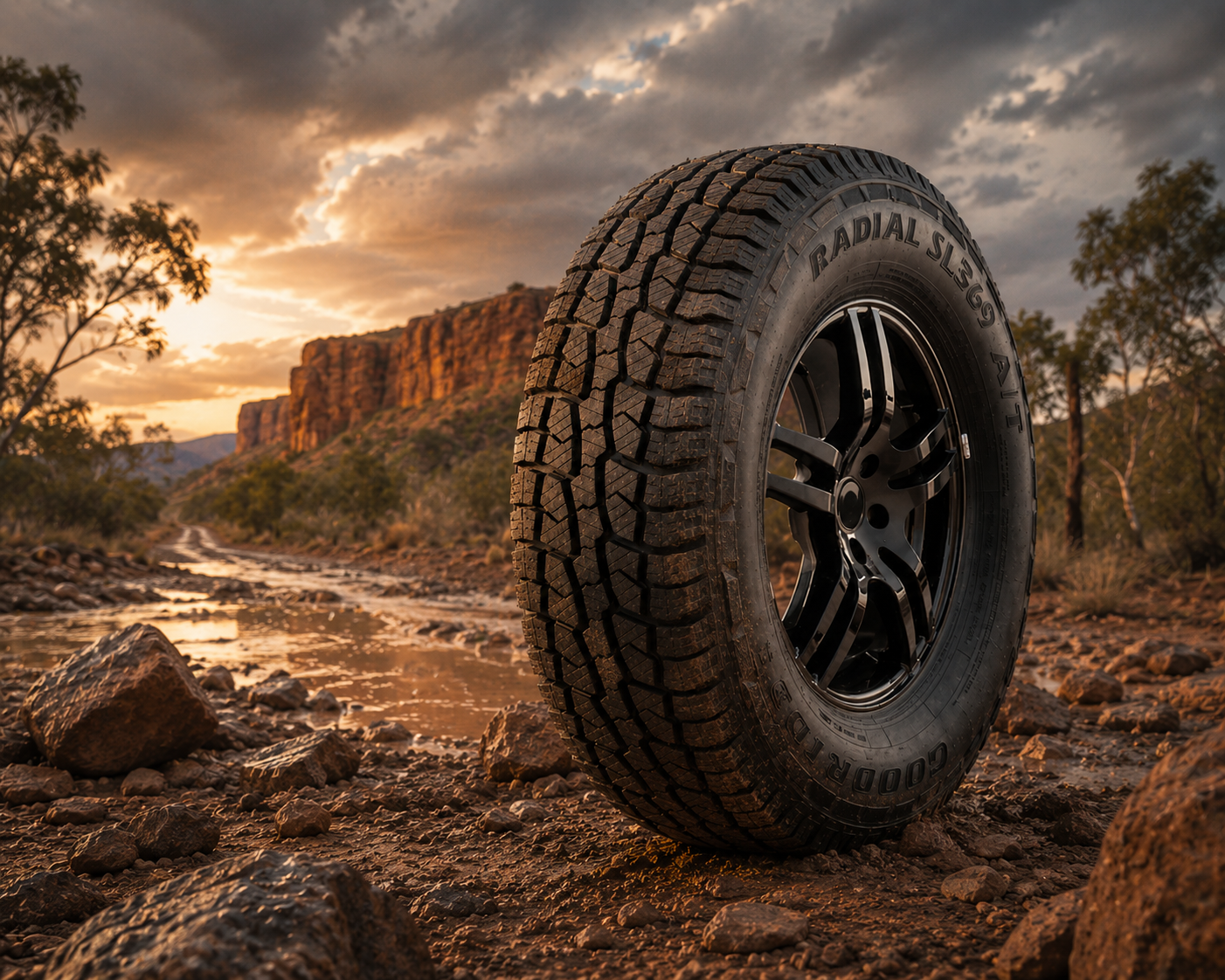 GOODRIDE SL369 All Terrain tyre near Kimberley creek crossings