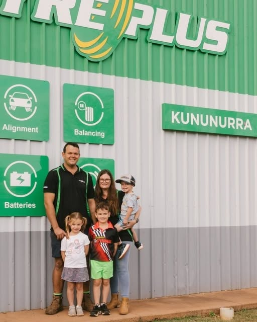 Family in front of the Tyreplus Kununurra workshop